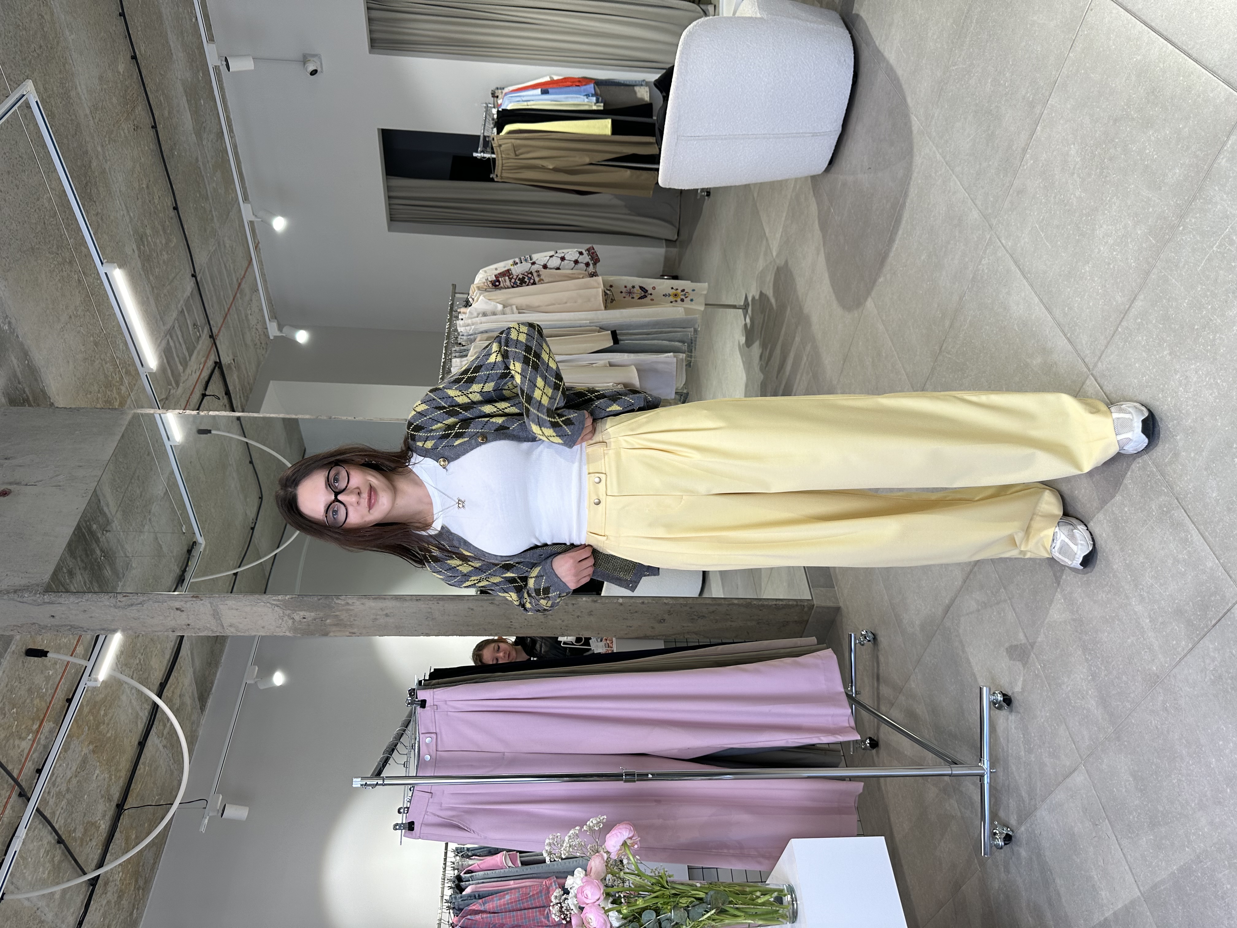 Брюки Беатріс костюмка 298_113 банановий, XS