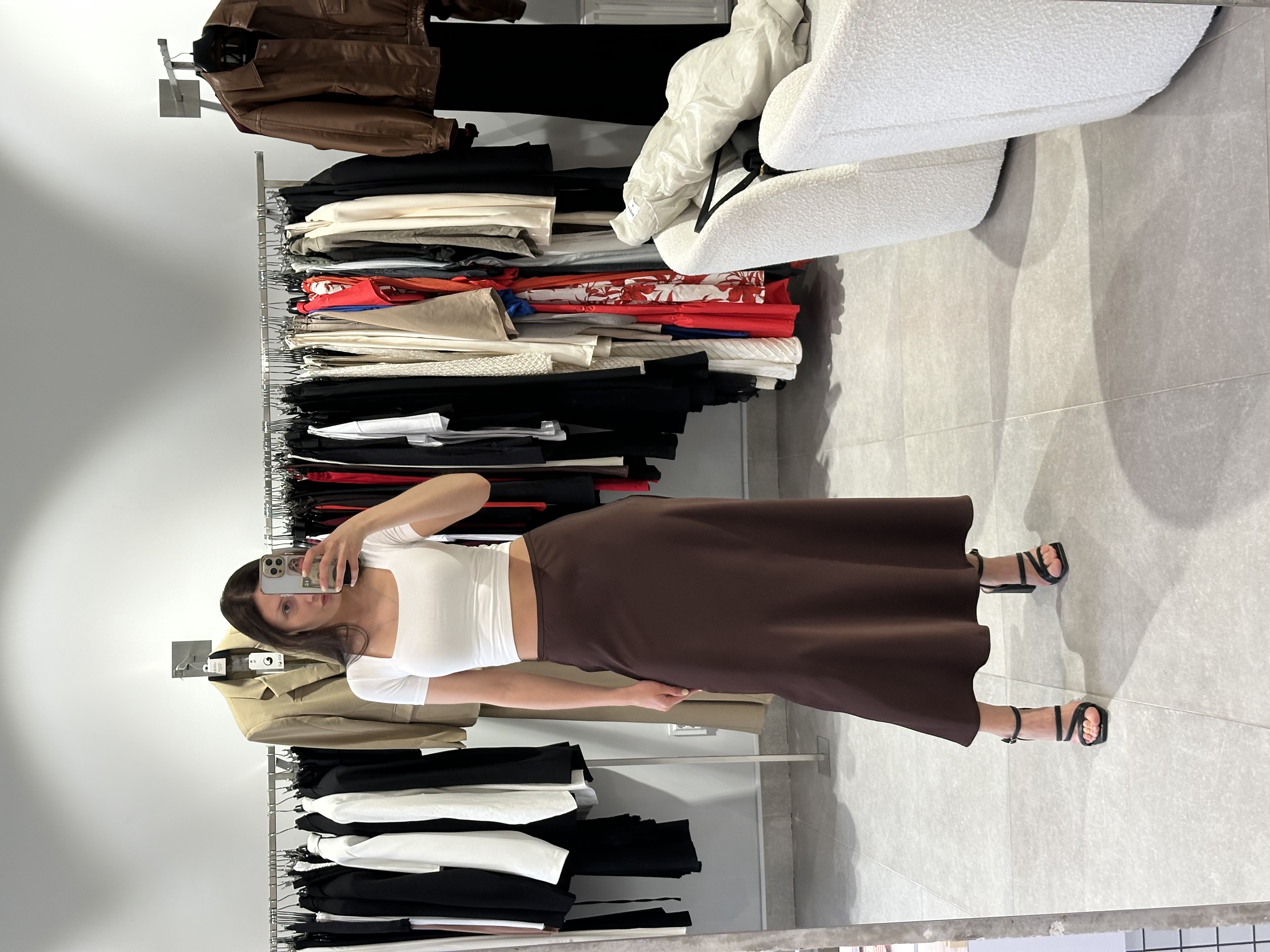 Спідниця 960\35-2 максі шовк шоколад