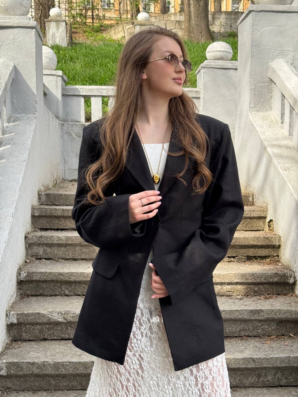 Жакет приталений льон RV чорний