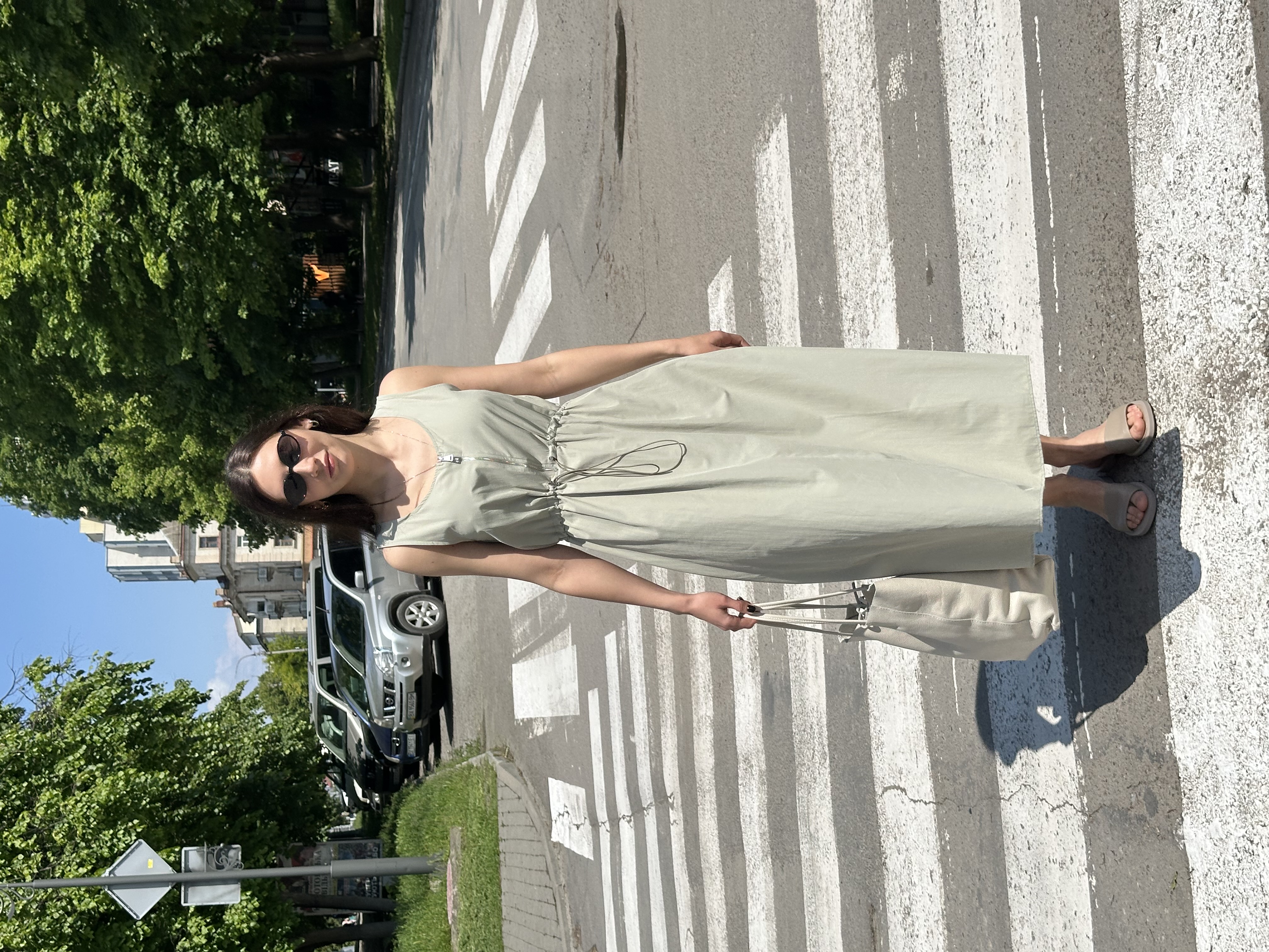 Сукня 1001-RV-111 зі замком оливка, S