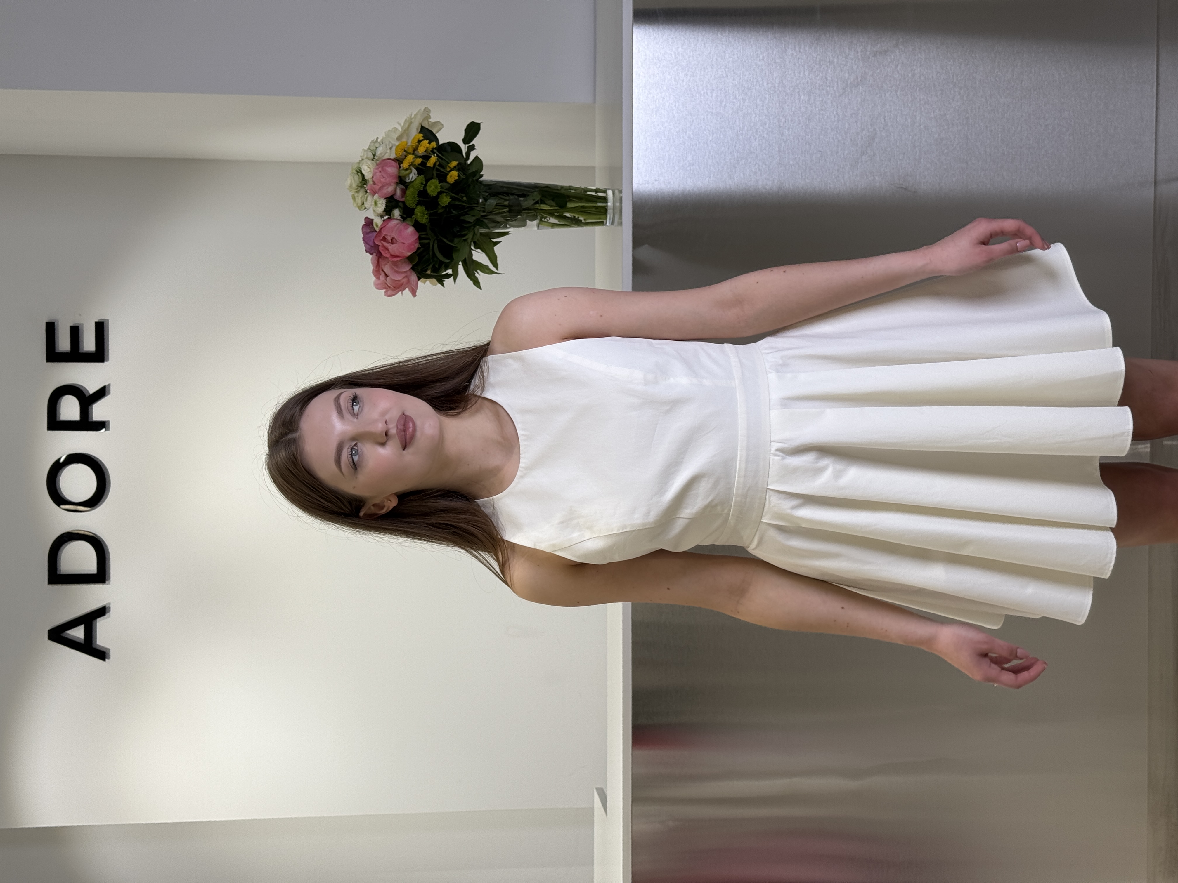 Сукня 12344 міні на зав'язках ваніль, L