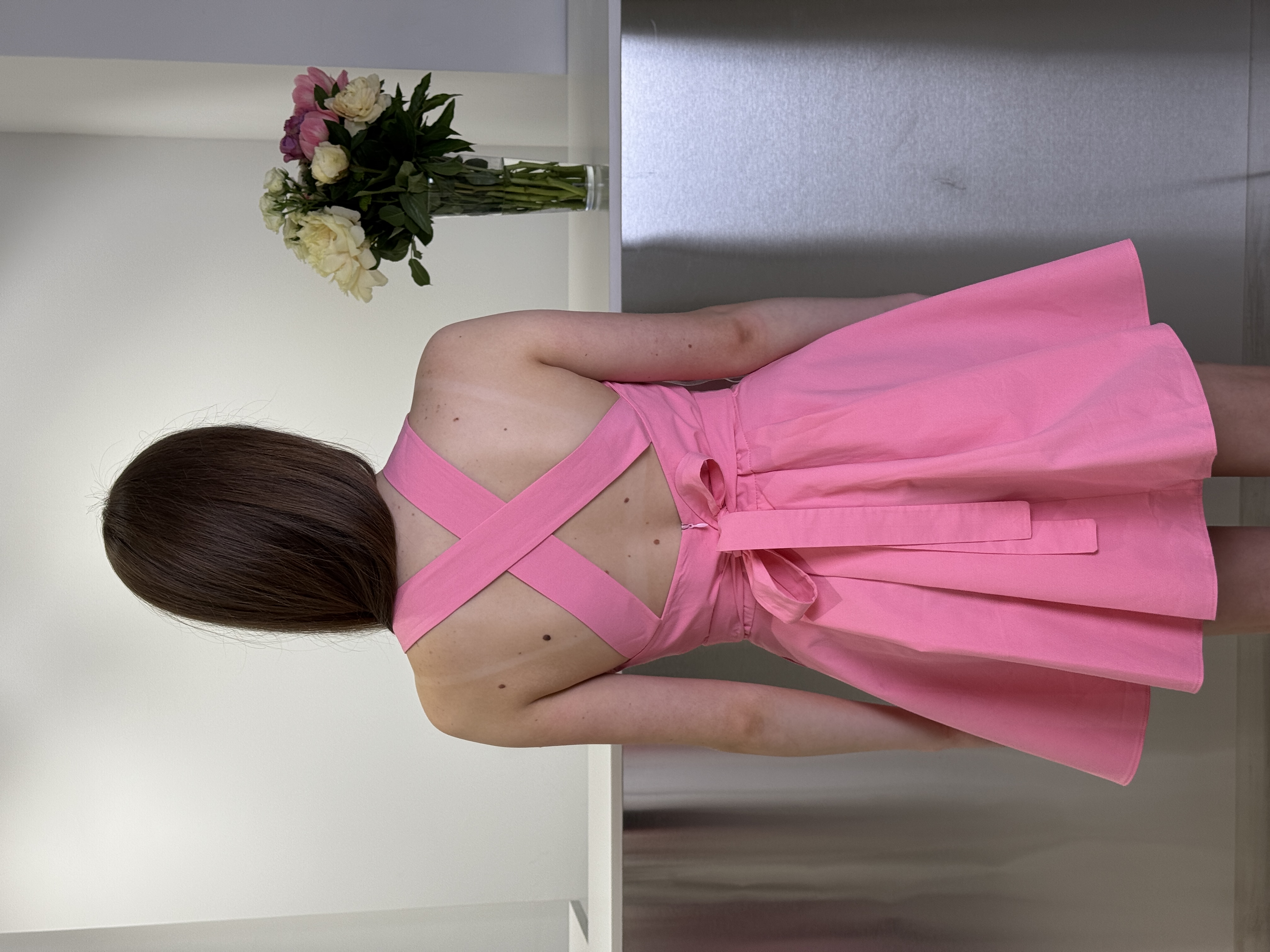 Сукня 12344 міні на зав'язках рожевий, S