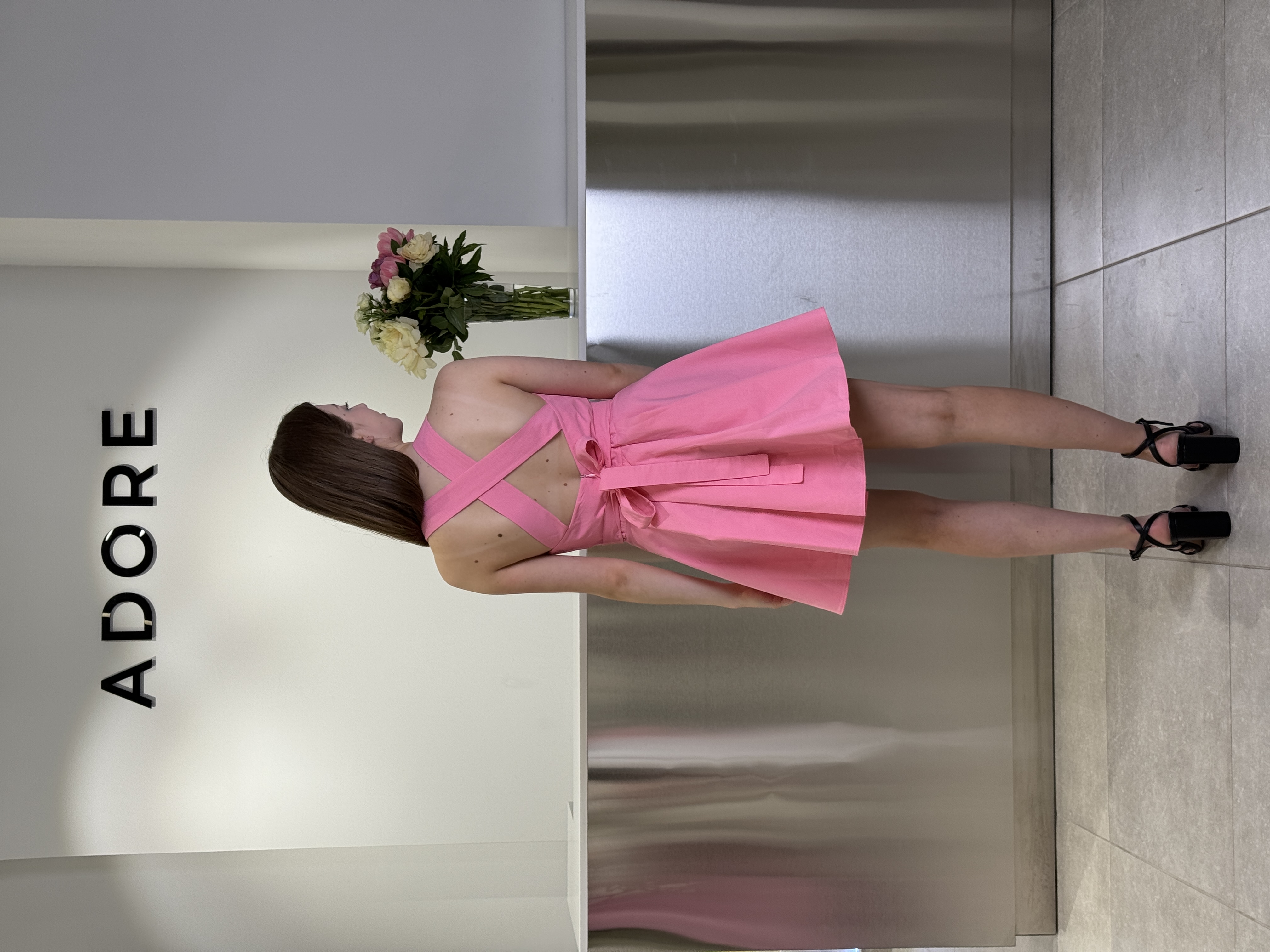 Сукня 12344 міні на зав'язках рожевий, S