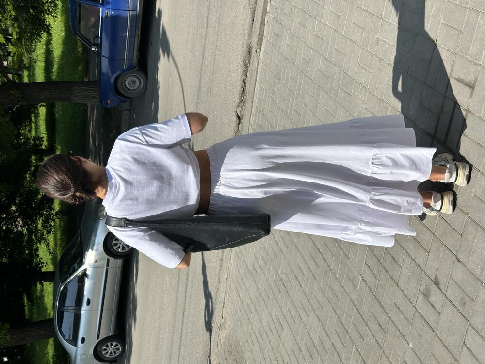 Спідниця 9011 максі A-силует білий, S