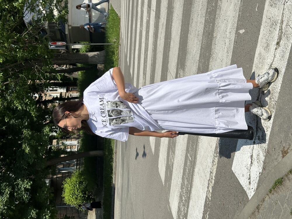 Спідниця 9011 максі A-силует білий