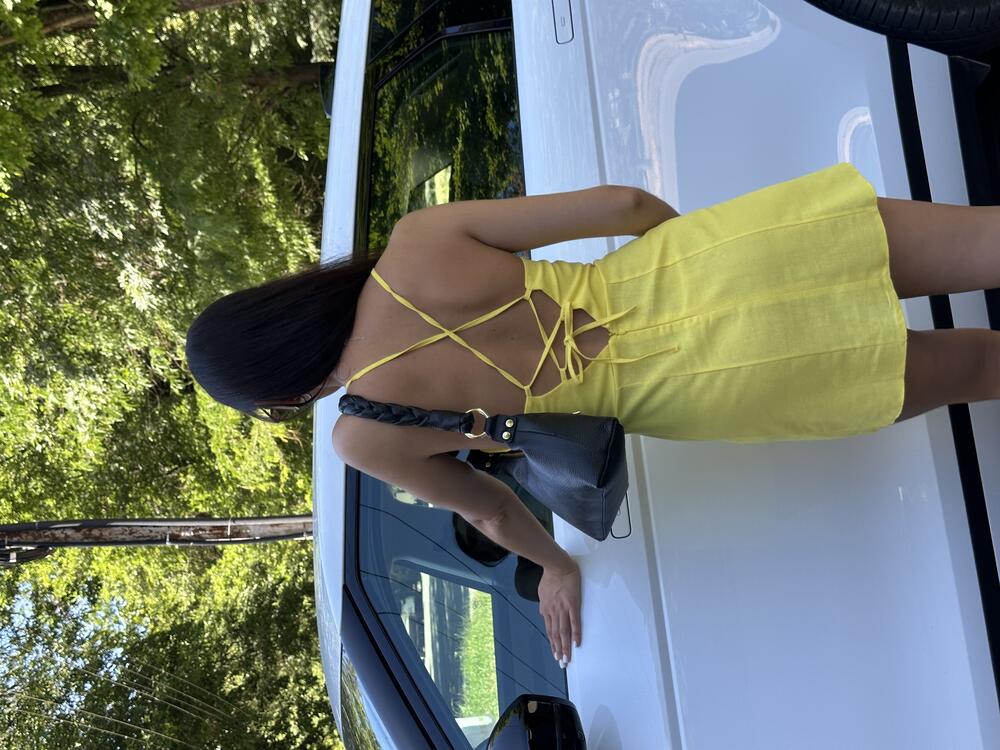 лляний літній сарафан жовтий