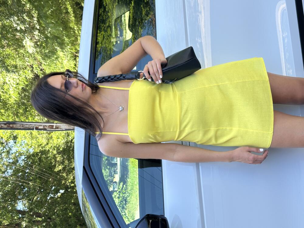 лляний літній сарафан жовтий, M