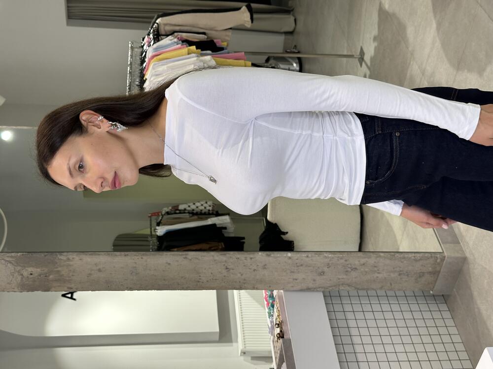 Лонгслів виріз човником білий, L