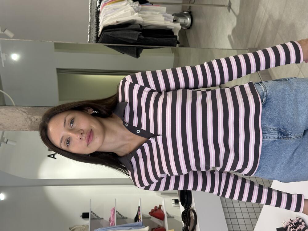 Лонгслів інтерлок полоска 1211\11-1 темний шоколад