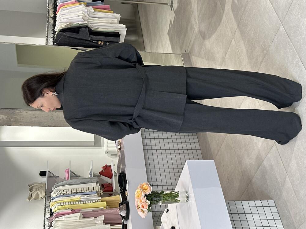 Жакет костюмка меланж сірий, M-L