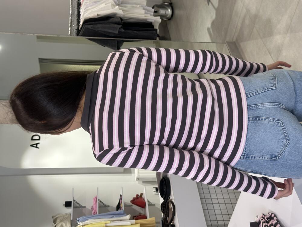 Лонгслів інтерлок полоска 1211\11-1 темний шоколад, S