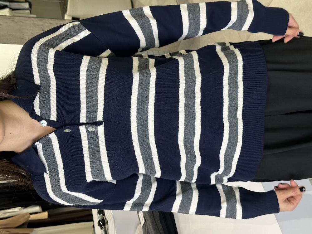 Поло QU Style в полоску 241184 темно-синій\беж, one size