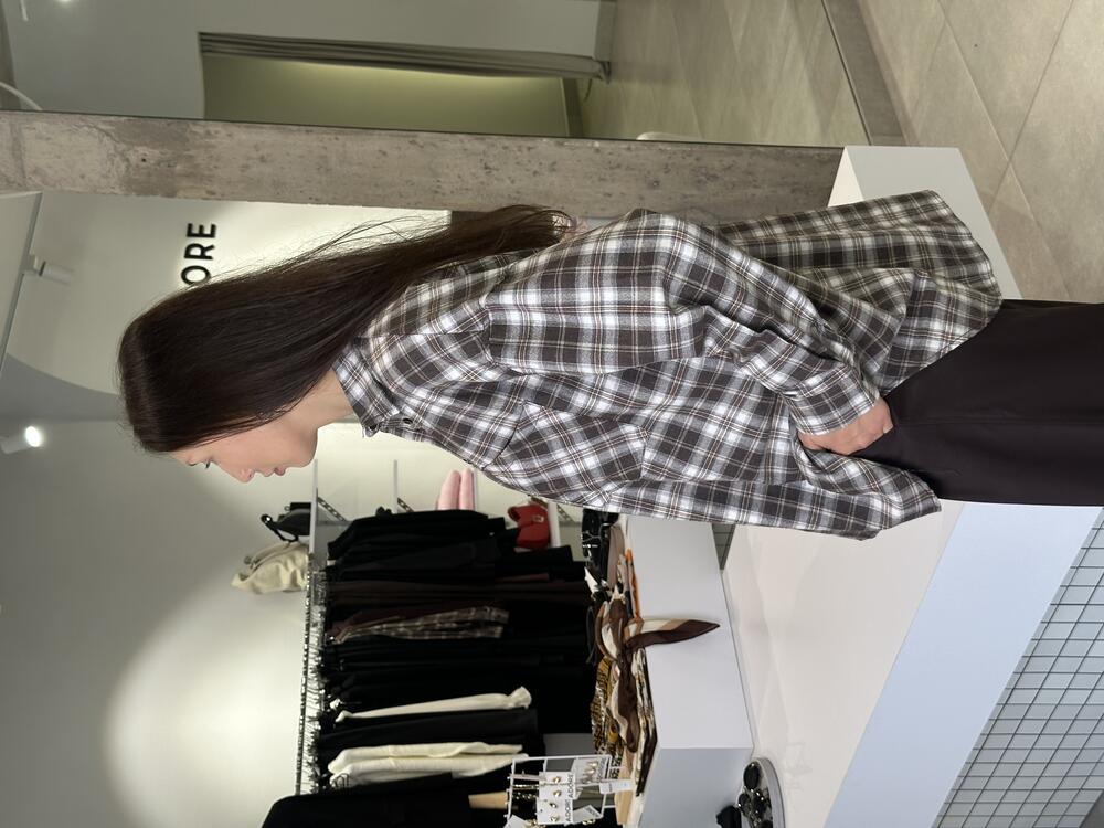 Сорочка в клітинку з кишенею deppot коричневий, S