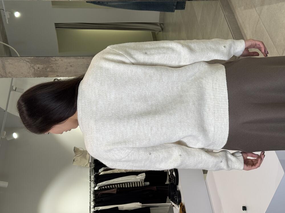 Кардиган з блискавкою та камінцями беж, one size