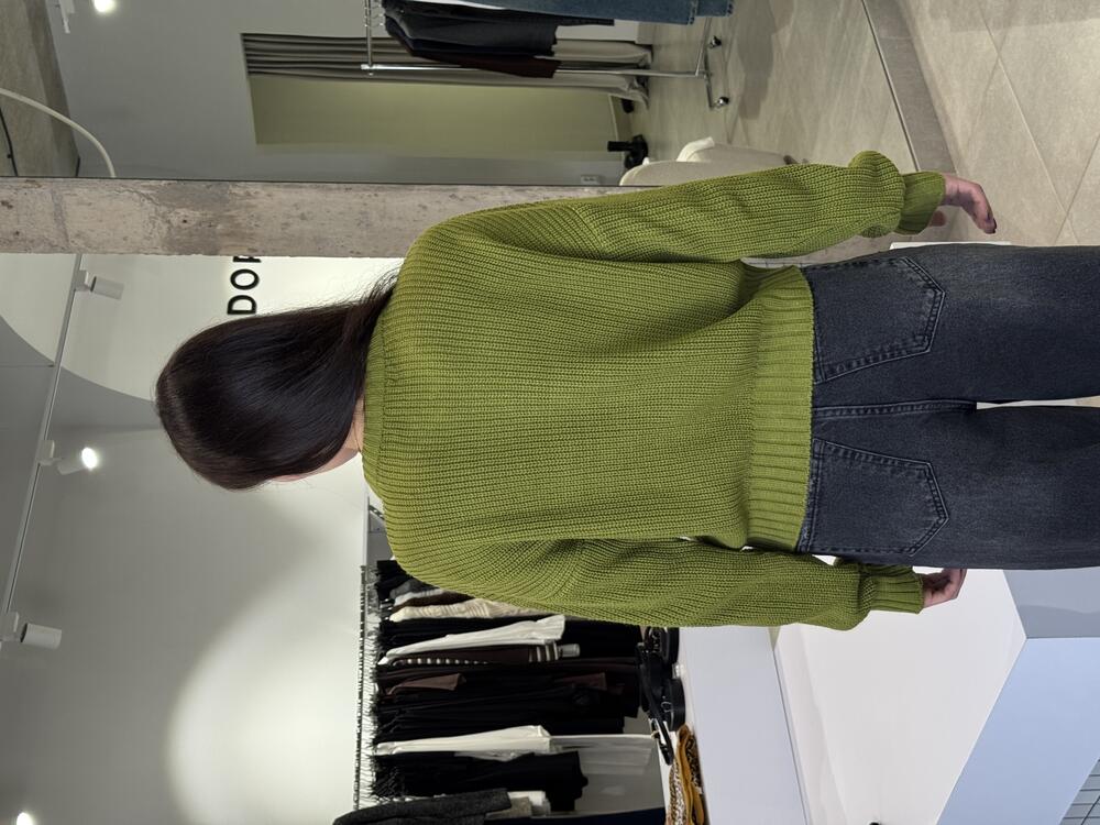 Кардиган з блискавкою крупної в'язки зелений, one size