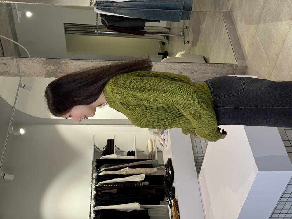 Кардиган з блискавкою крупної в'язки зелений, one size