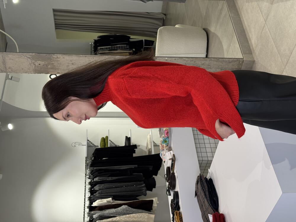 Светр TK231111 з горловиною червоний, one size