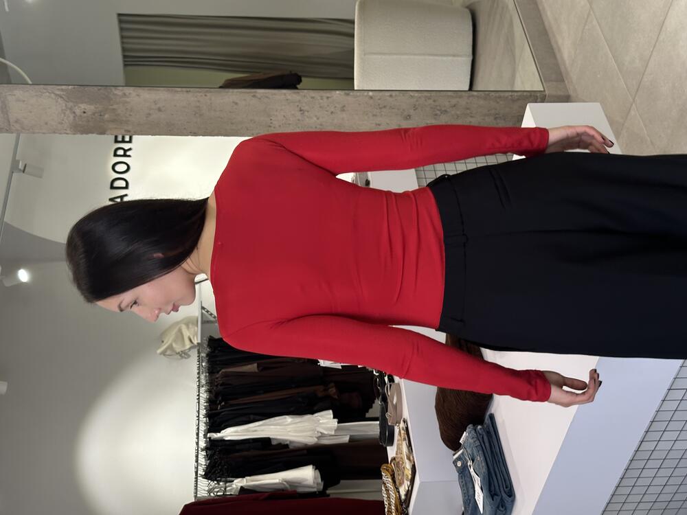 Боді гладкий з квадратним вирізом червоний, М