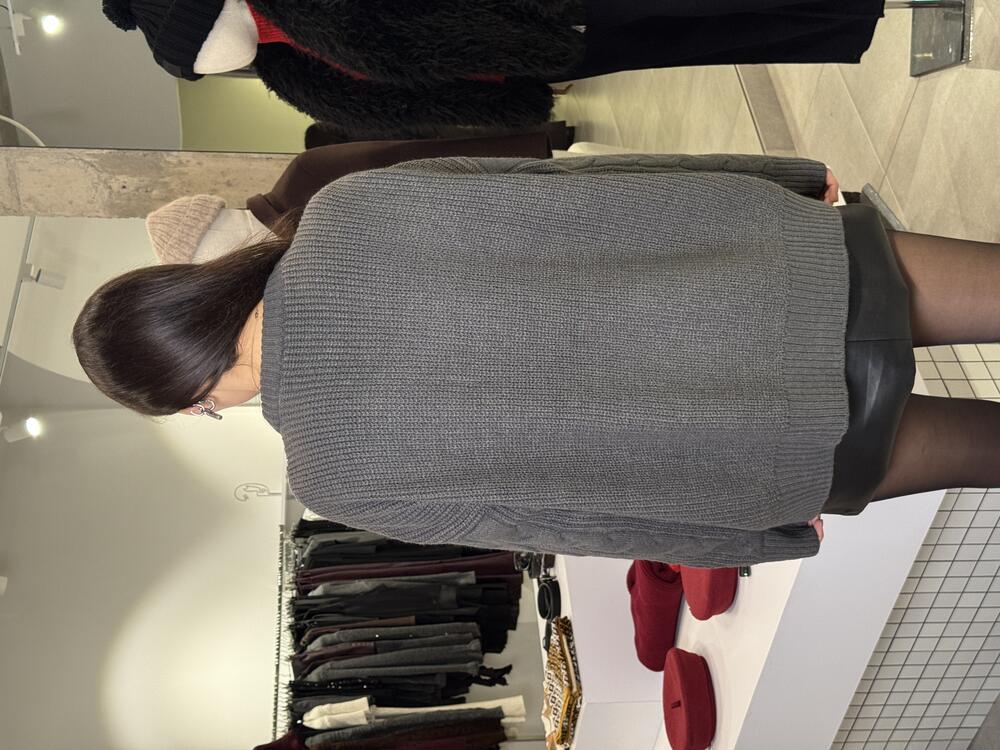 Светр вільного крою косичка графіт, one size