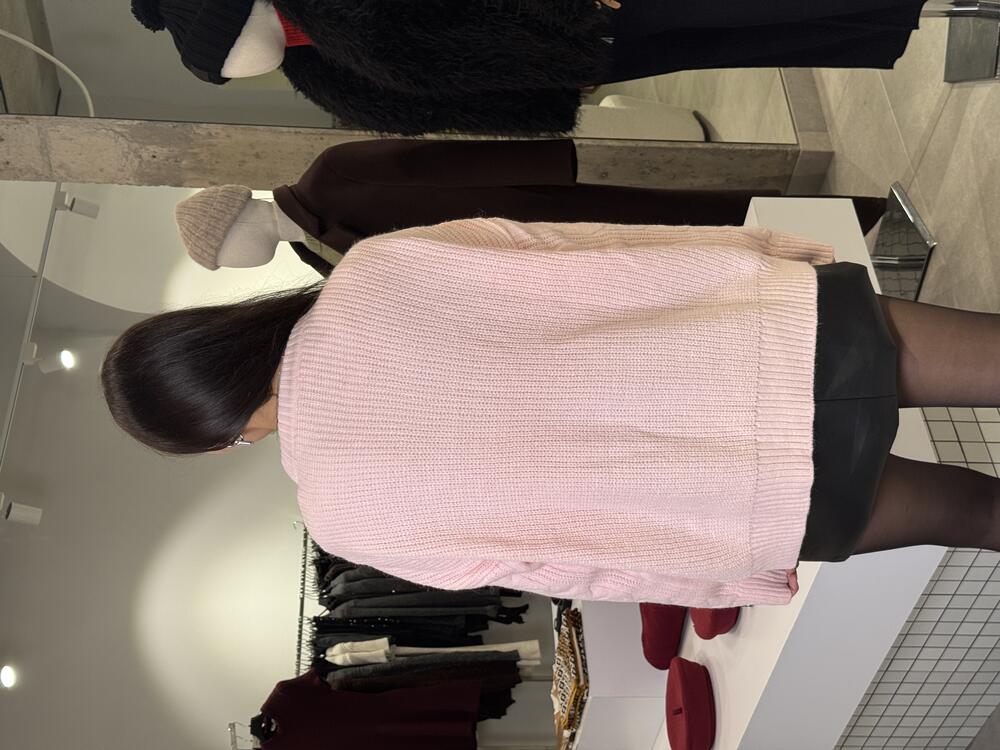 Светр вільного крою косичка рожевий, one size