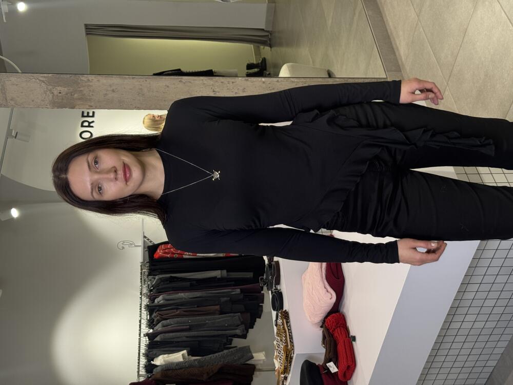 Лонг з воланами чорний, S