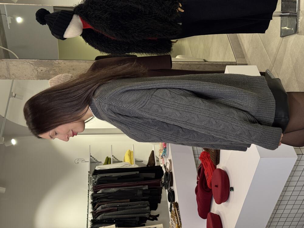 Светр вільного крою косичка графіт, one size