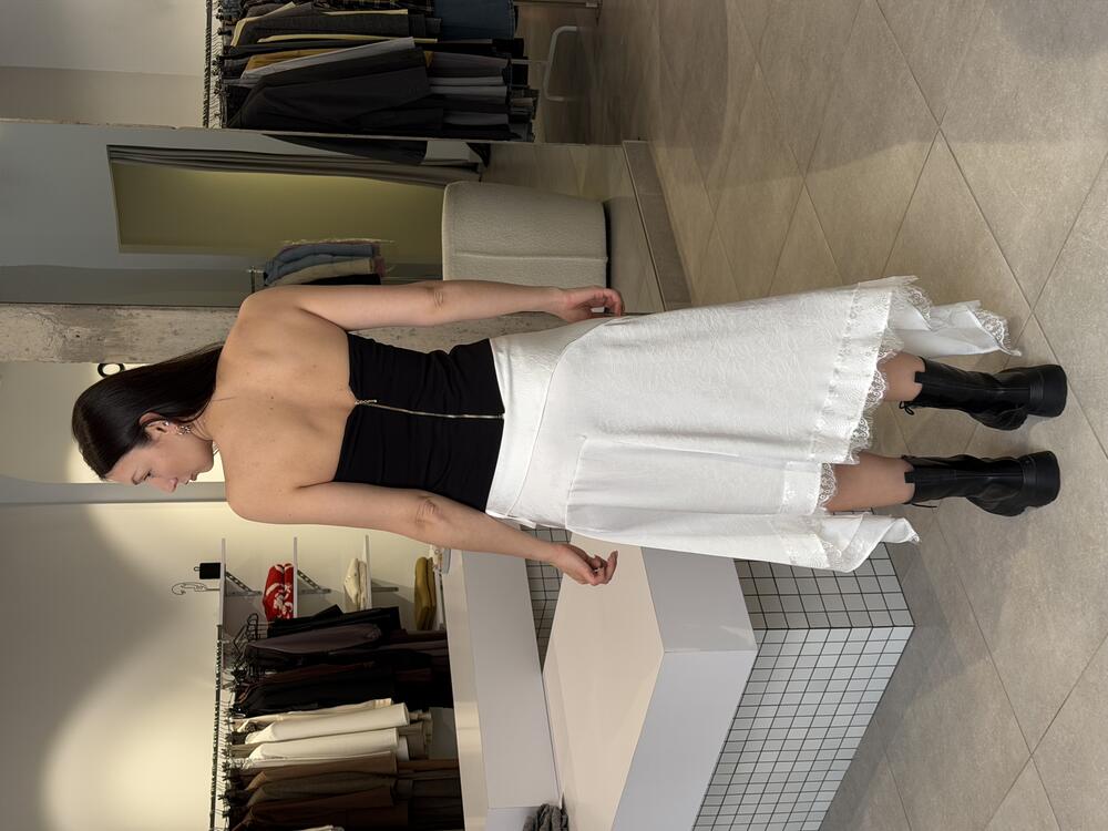 Асиметрична спідниця з мереживом білий, L