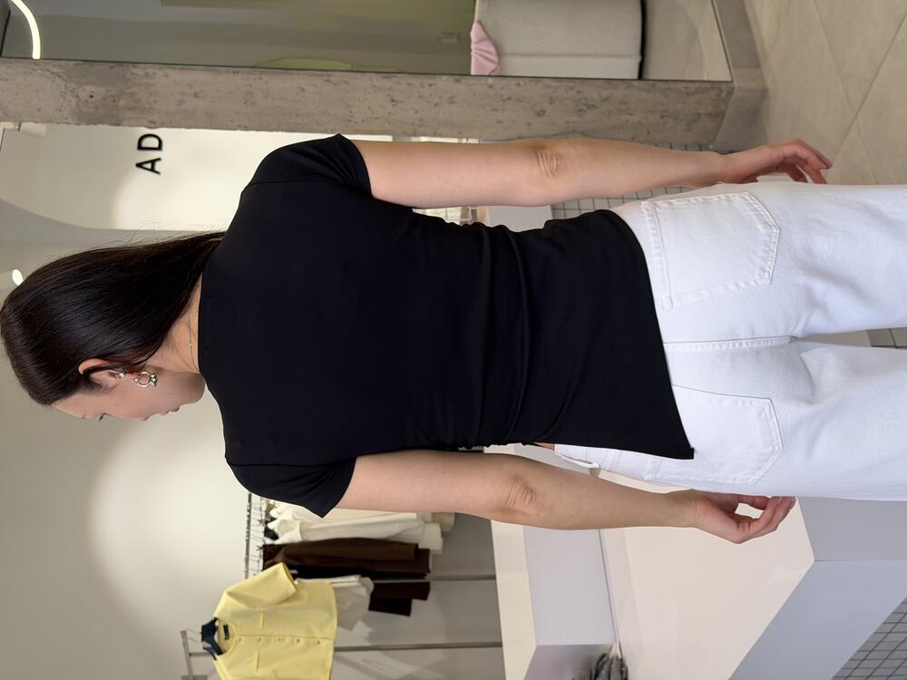 Асиметрична футболка зі збіркою чорний, L