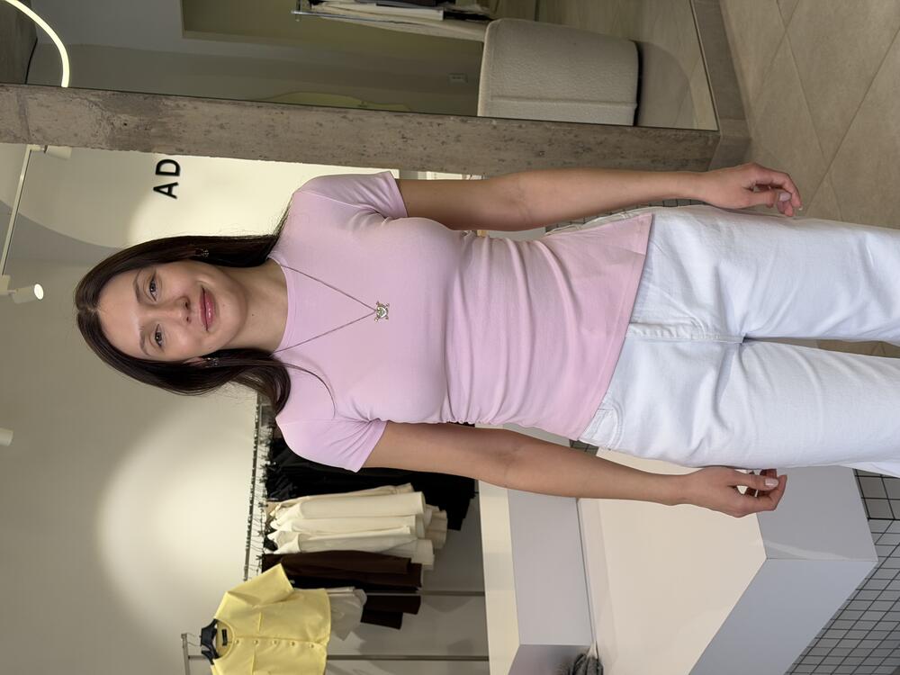 Асиметрична футболка зі збіркою рожевий