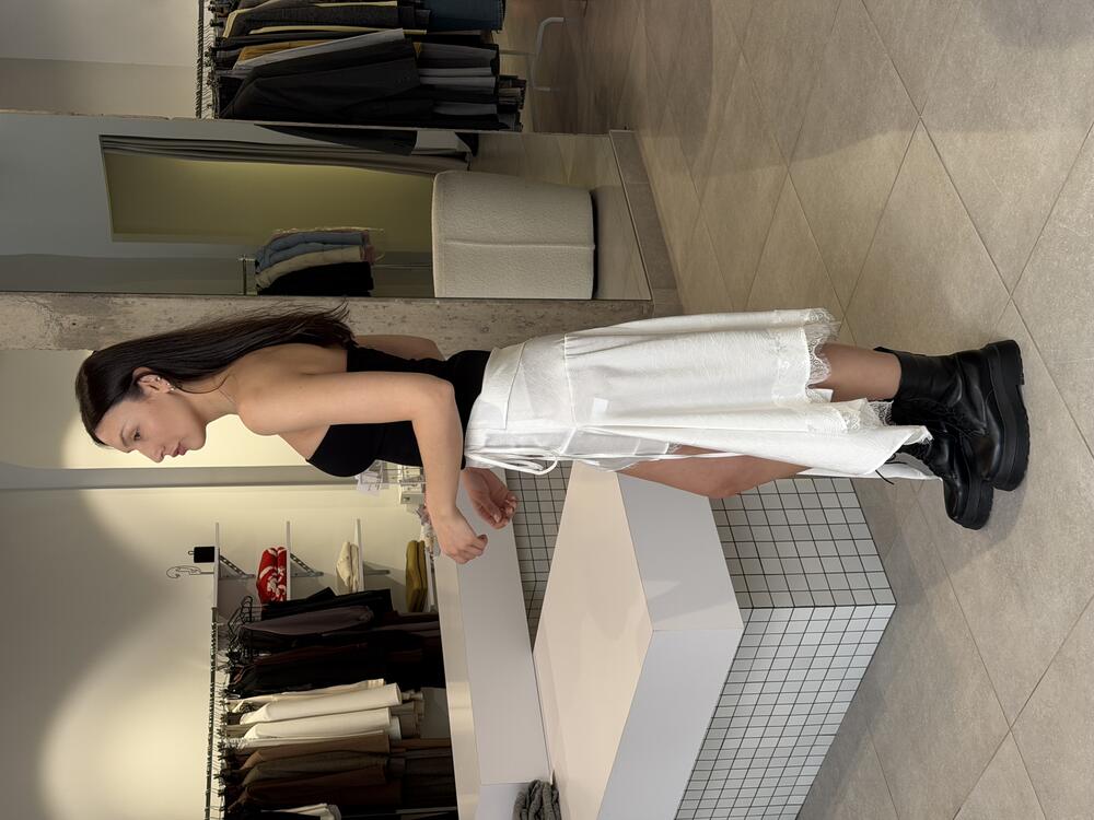 Асиметрична спідниця з мереживом білий, L